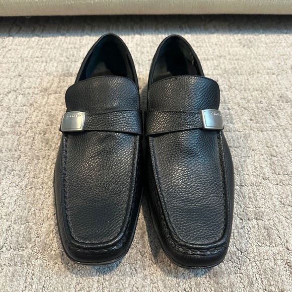 Calvin Klein Black Leather Loafers - Picture 1 of 8